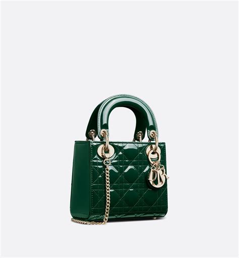 Mini Lady Dior Bag Pine Green Patent Cannage Calfskin